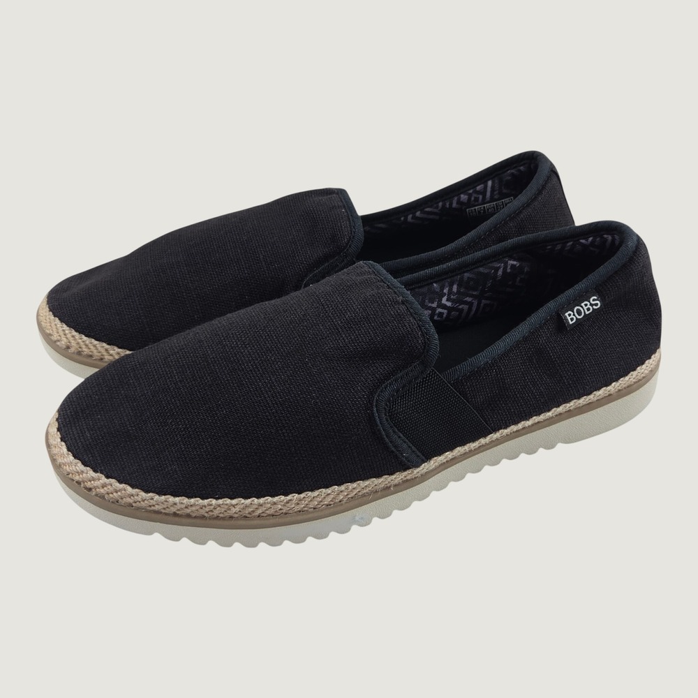 BOBS Skechers Flexpadrille Lo Shoes Womens 10 Casual Low Canvas Black 1140200